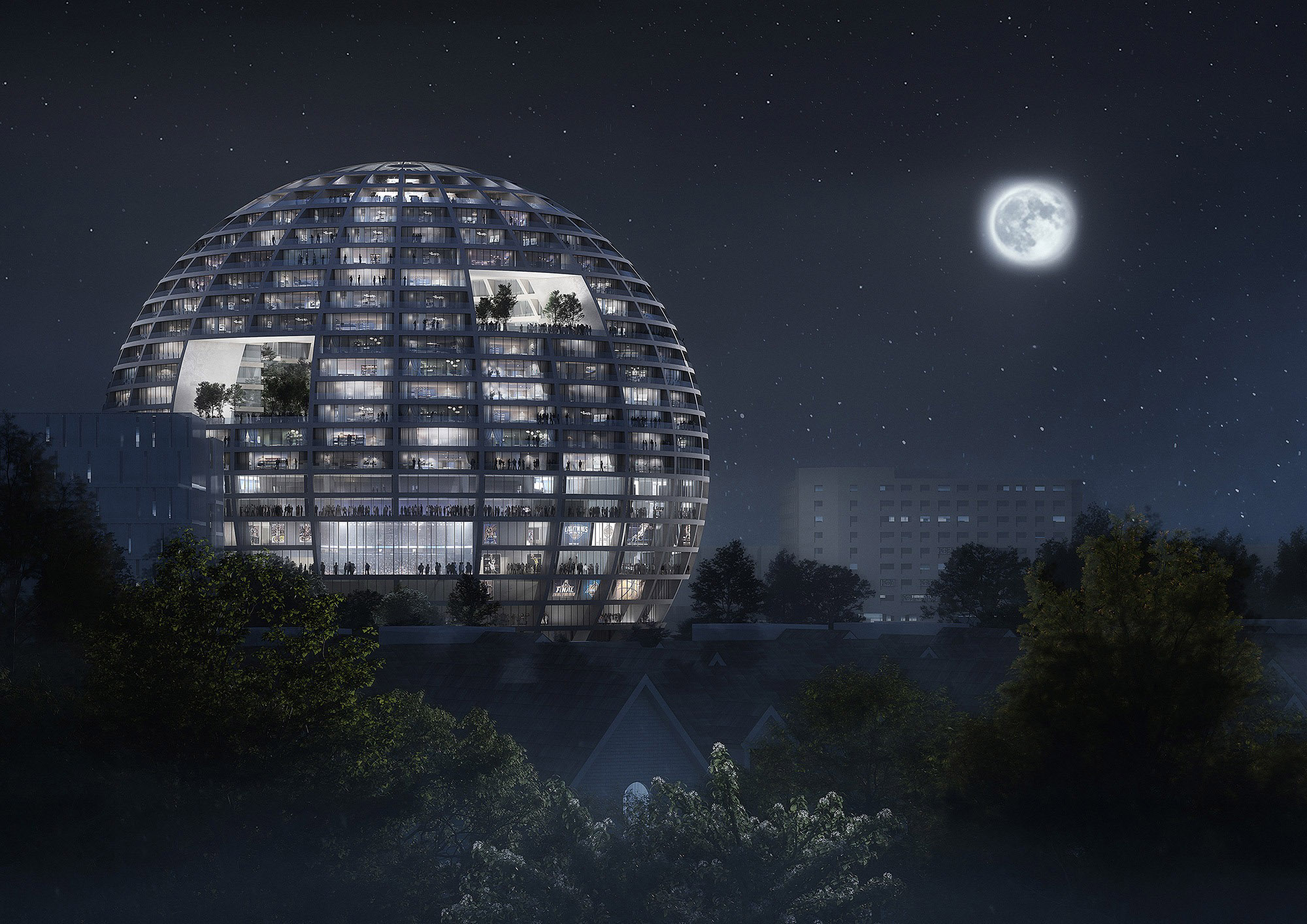 Spherical Mixed-Use Arena with Hotel & Apartments design by MVRDV