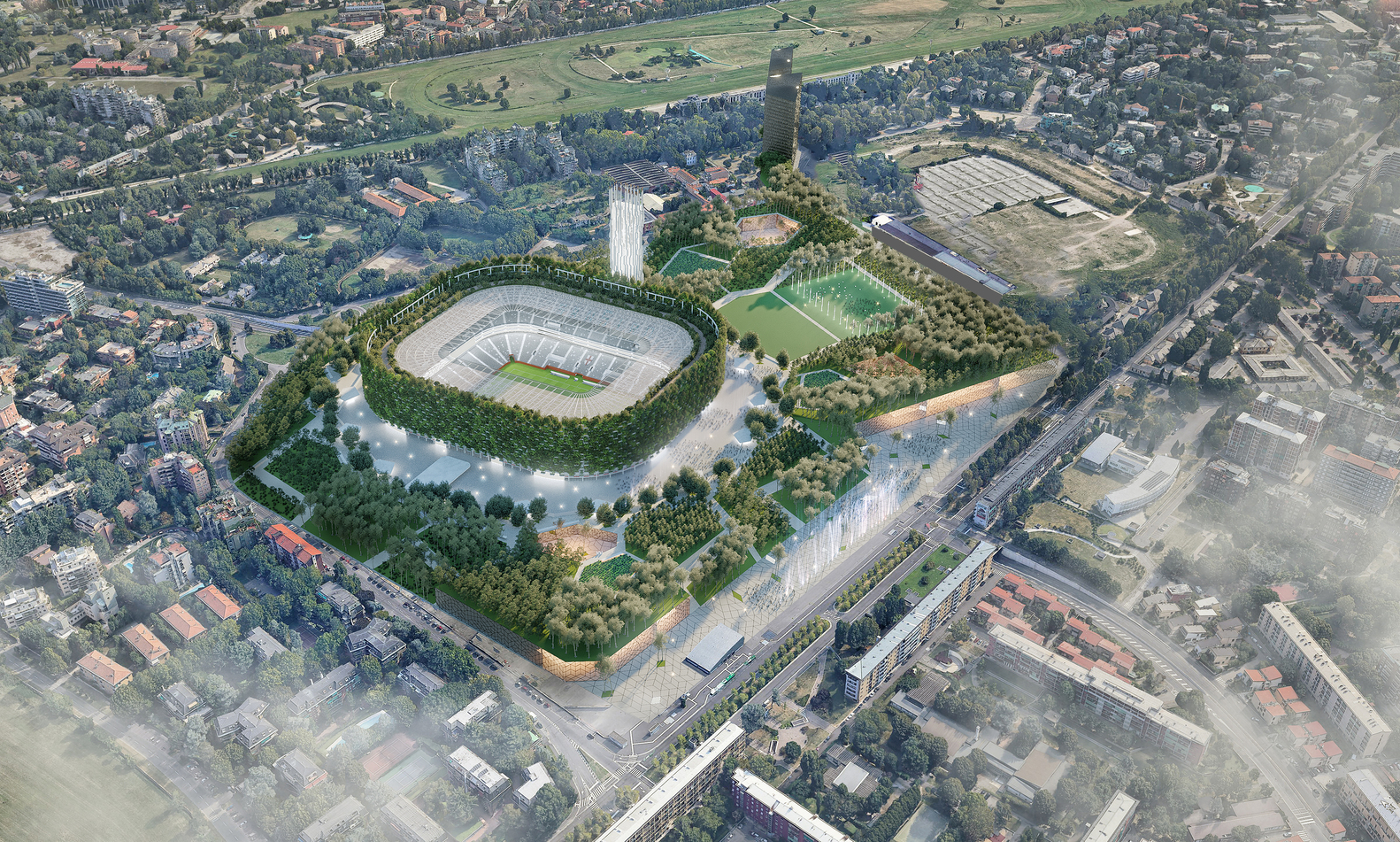 International Forest Stadium in Milan, Italy design by Stefano Boeri Architetti