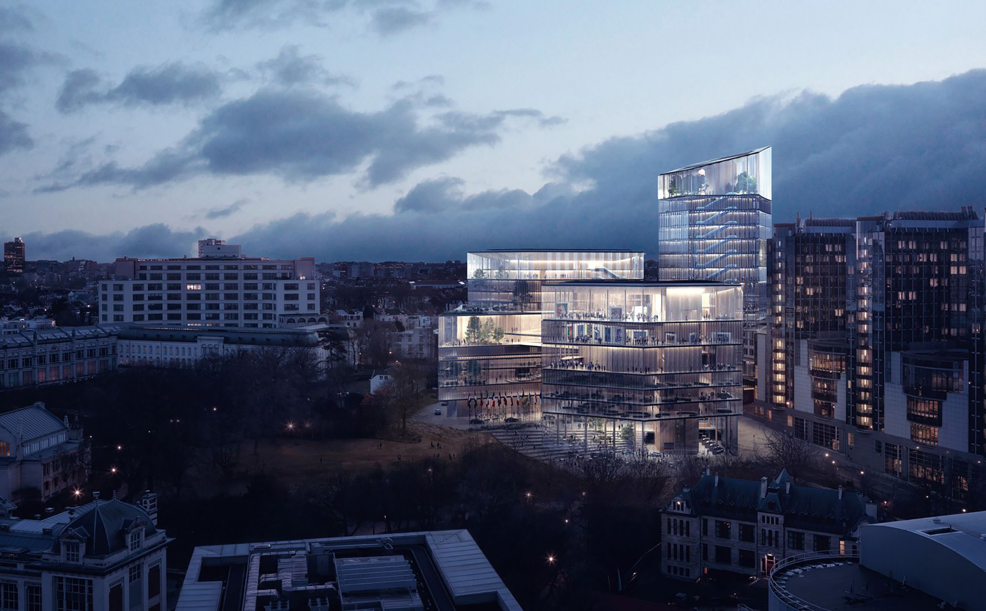 European Parliament – Paul-Henri Spaak Building design by Moreau Kusunoki, Dethier Architectures