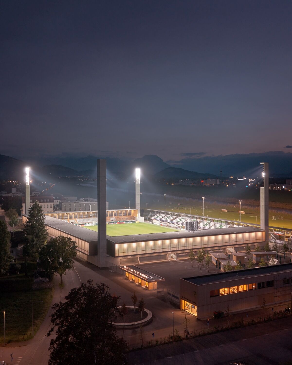 Reichshof Stadium design by Bernardo Bader Architekten